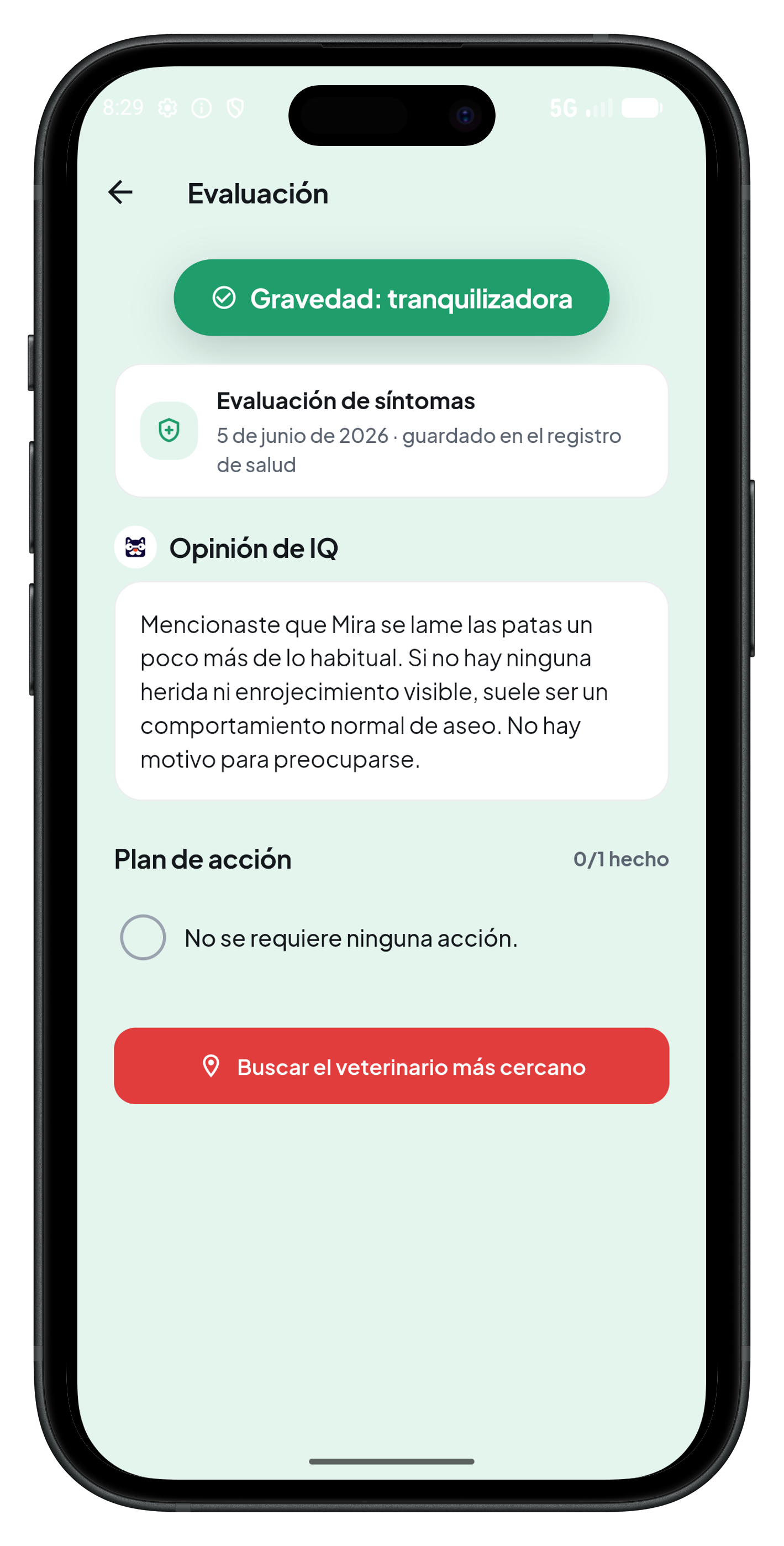 Evaluación de síntomas
