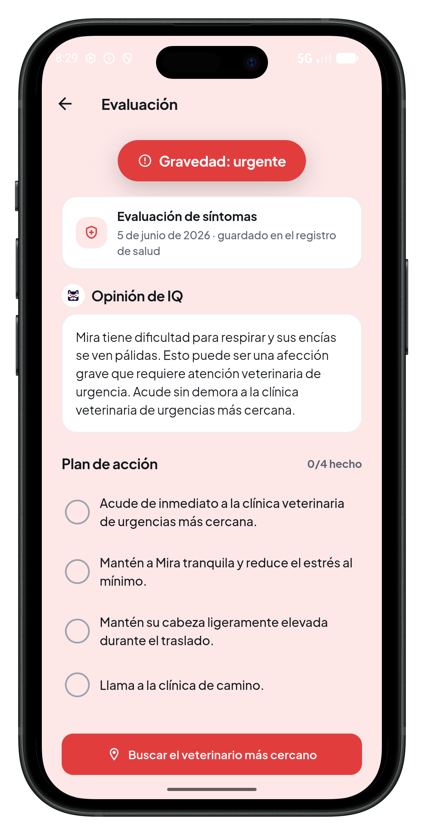 Evaluación de síntomas
