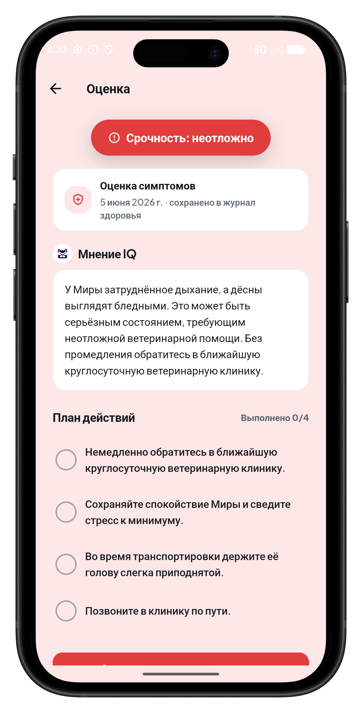 Оценка симптомов